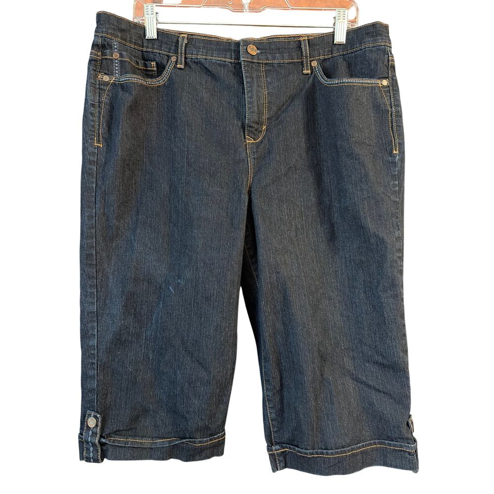 Gloria Vanderbilt Women's Plus Size Dark Wash Jordyn Skimmer Capri Jeans Size 16